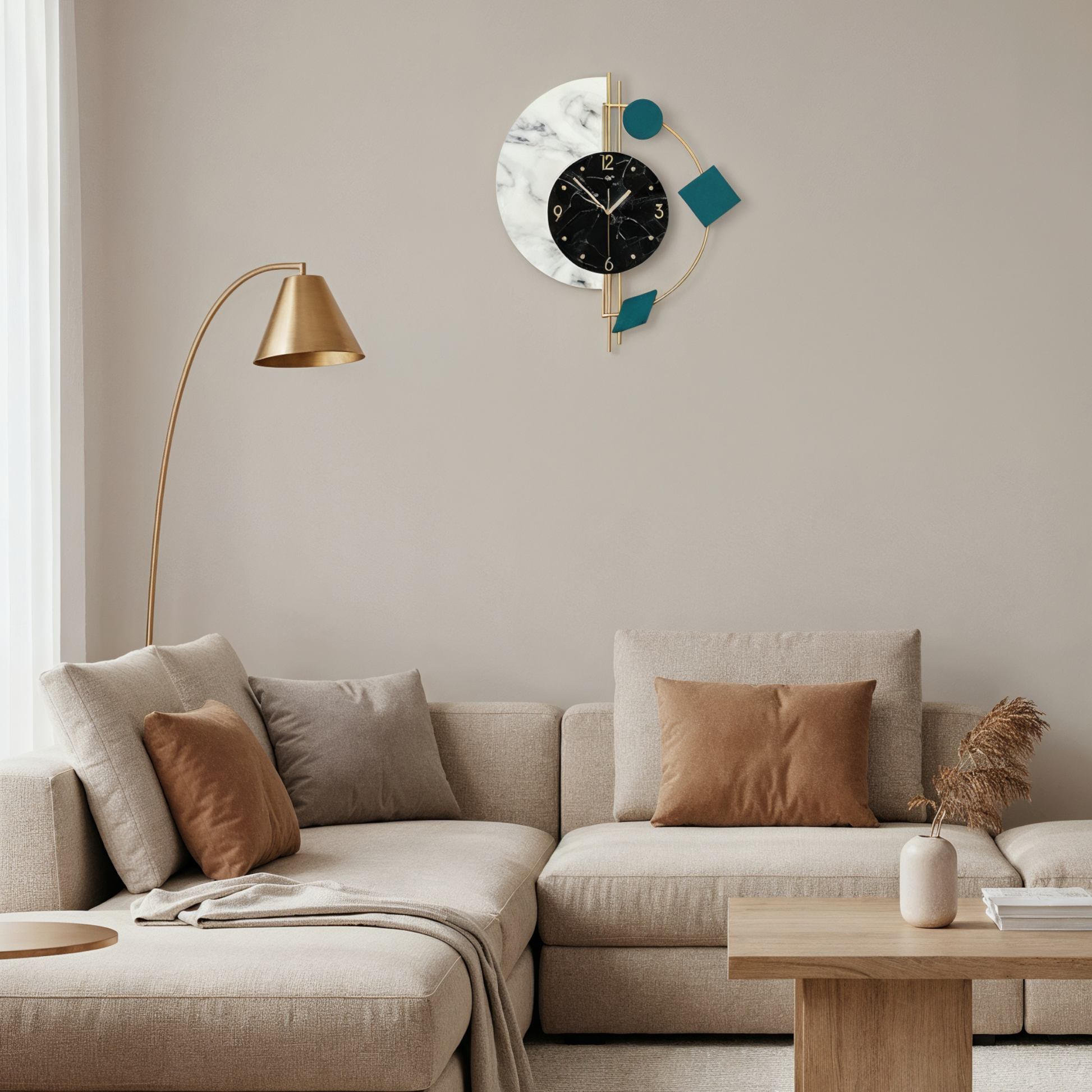 Horloge Murale Silencieuse – Effet Marbre, Style Moderne