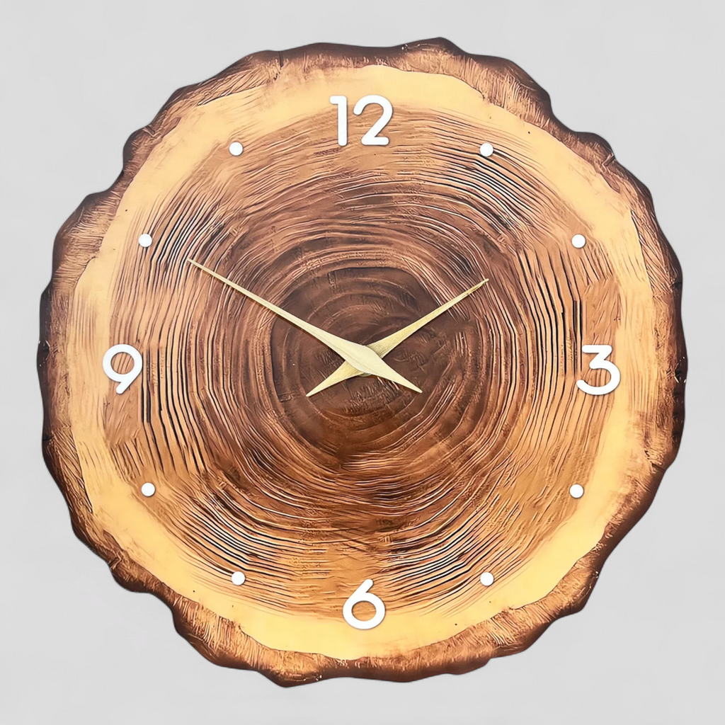 Horloge Murale en Bois Naturel – Design Élégant et Silencieux