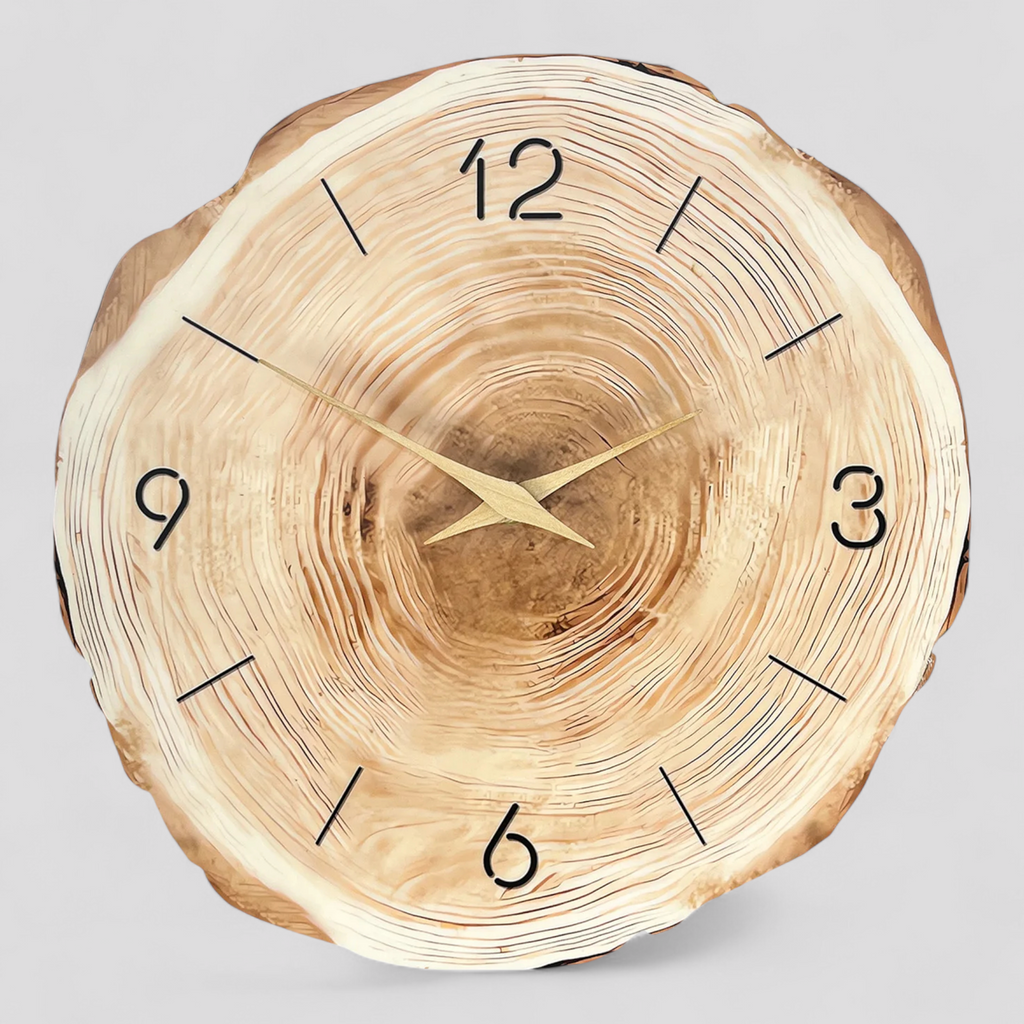 Horloge Murale en Bois Naturel – Design Élégant et Silencieux