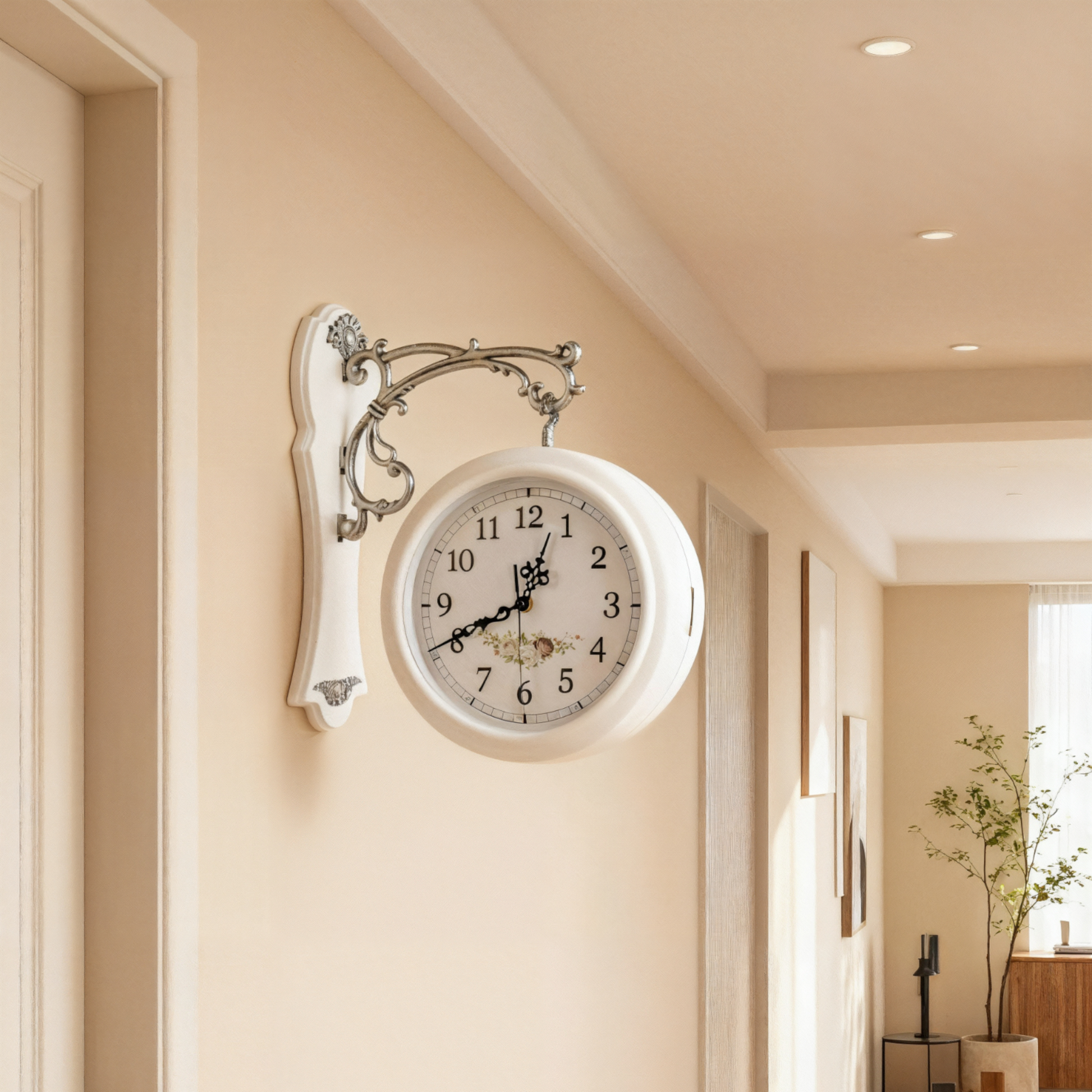 Horloge Murale Double Face Style Vintage Élégante