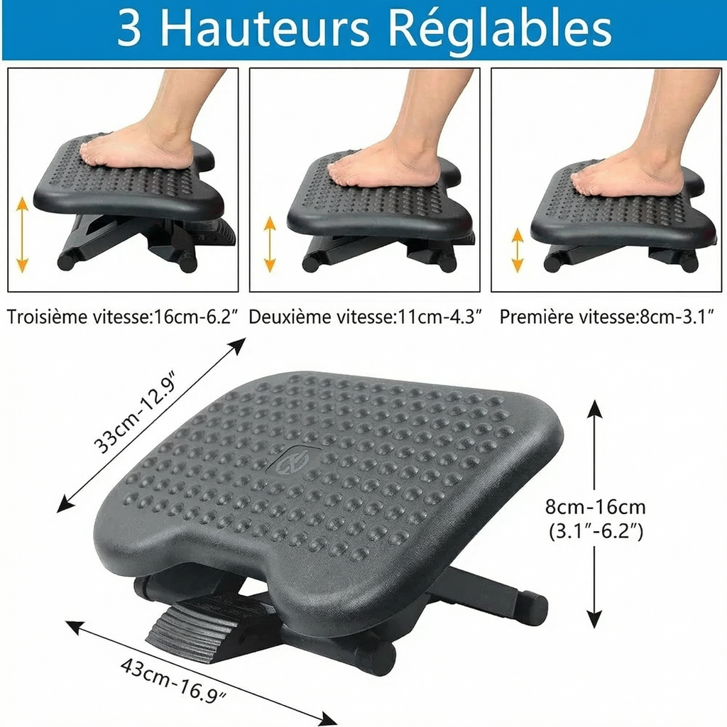 Repose Pieds Ergonomique Ajustable Bureau