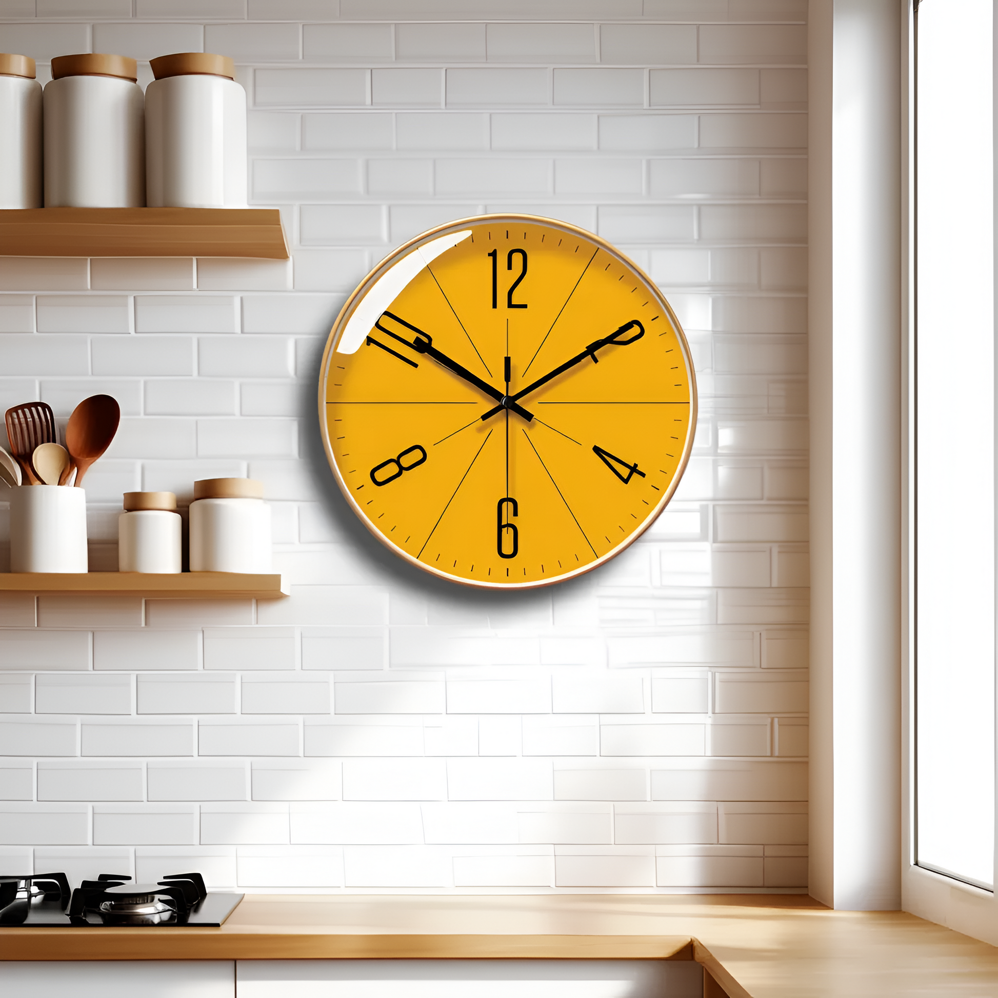 Horloge Murale Jaune – Design Moderne et Élégant