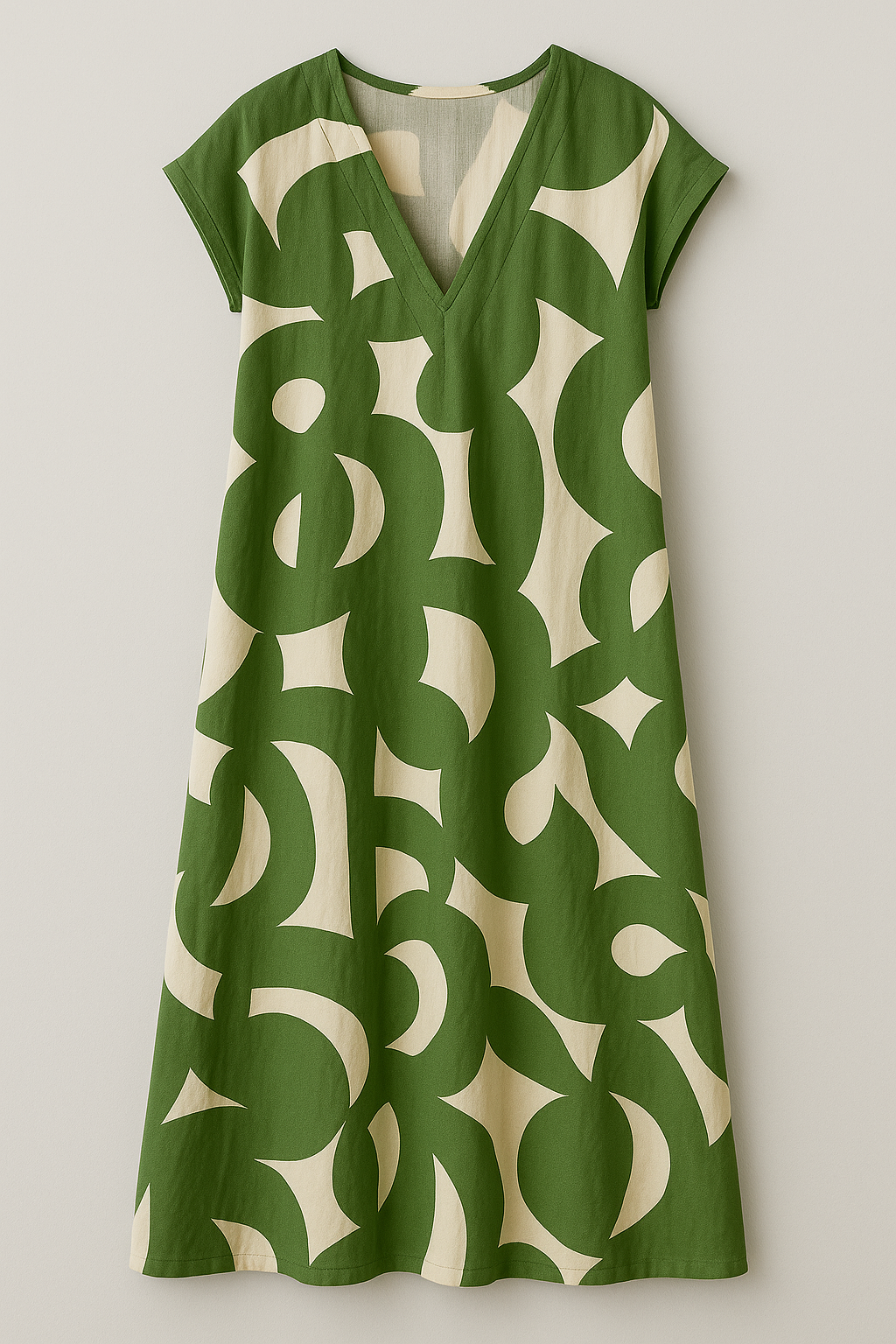 Elegantes langes Damenkleid mit V-Ausschnitt und schlanker Silhouette
