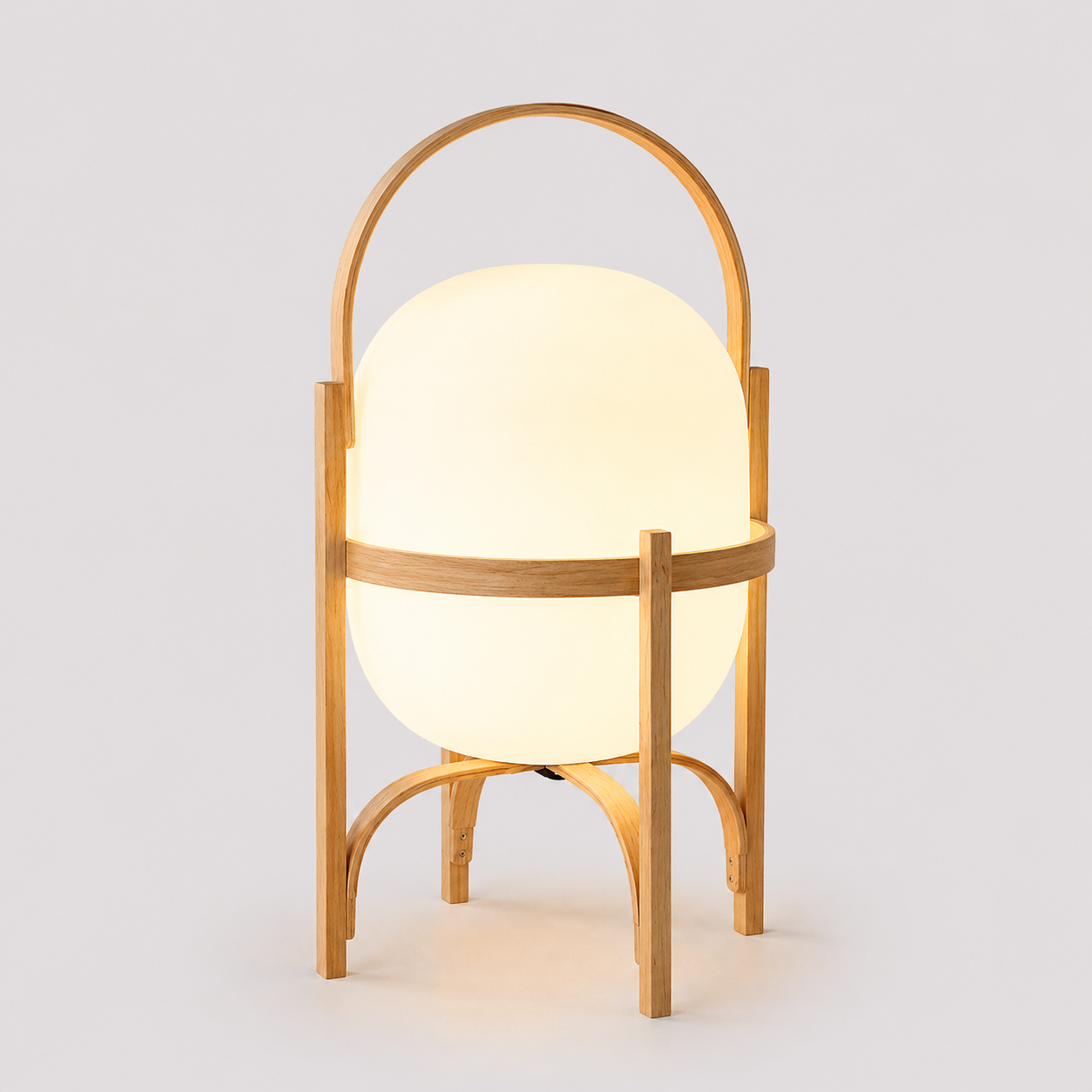 Lampe de Table LED Minimaliste Bois Verre Givré