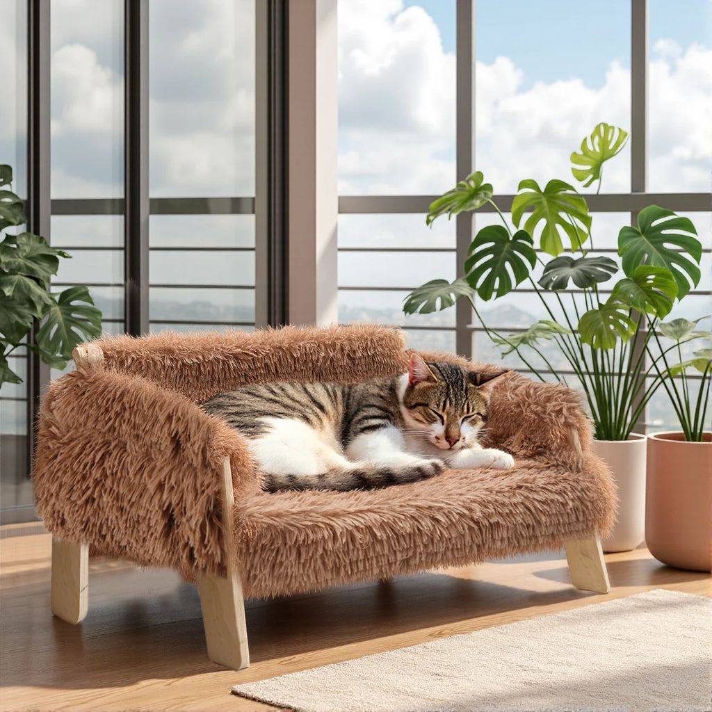 Lit Pour Chat Élevé Avec Coussin Doux 0
