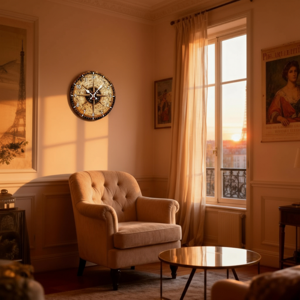 Watch Murale Ronde en Bois Naturel – Silencieuse, 25 cm