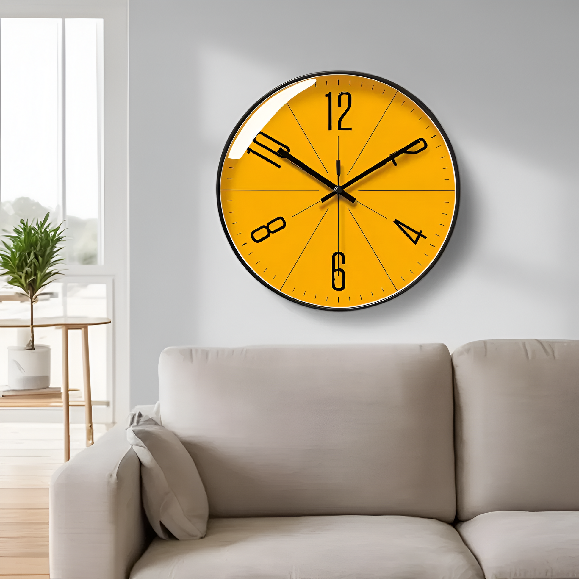 Horloge Murale Jaune – Design Moderne et Élégant