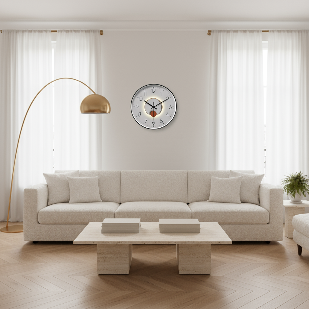 Horloge Murale Ronde Silencieuse avec Balancier – Design Moderne, 30 cm