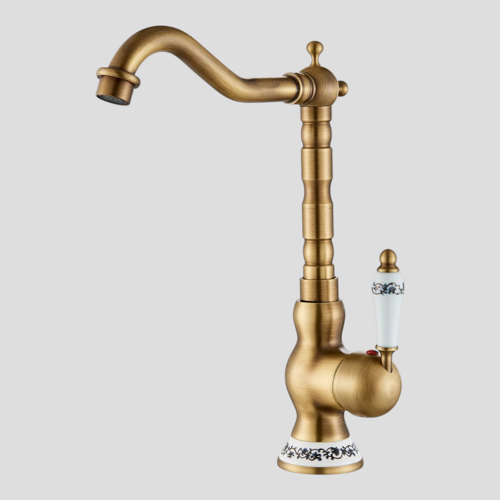 Mitigeur de Cuisine Rétro en Laiton avec Poignée Unique