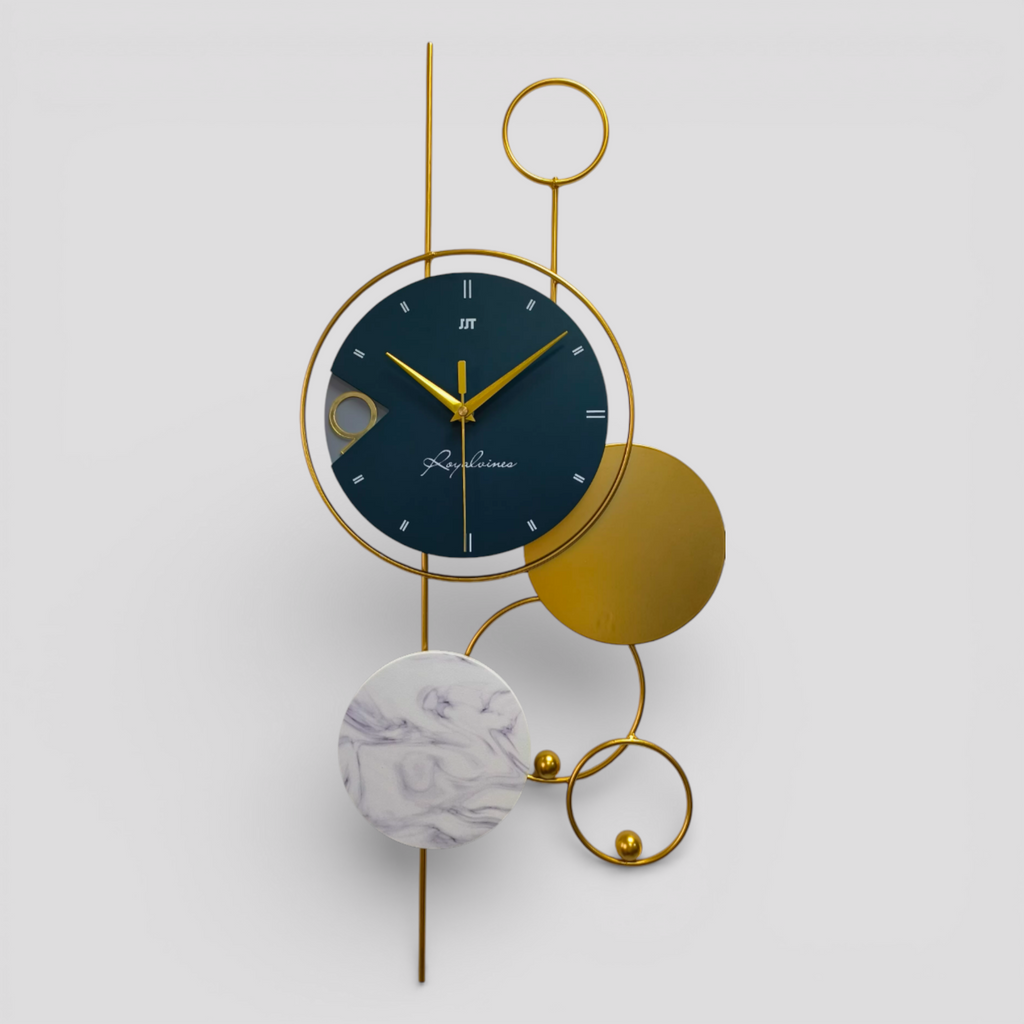 Horloge Murale Design Moderne Métal Doré Cadran Silencieux Quartz 78x38 Cm