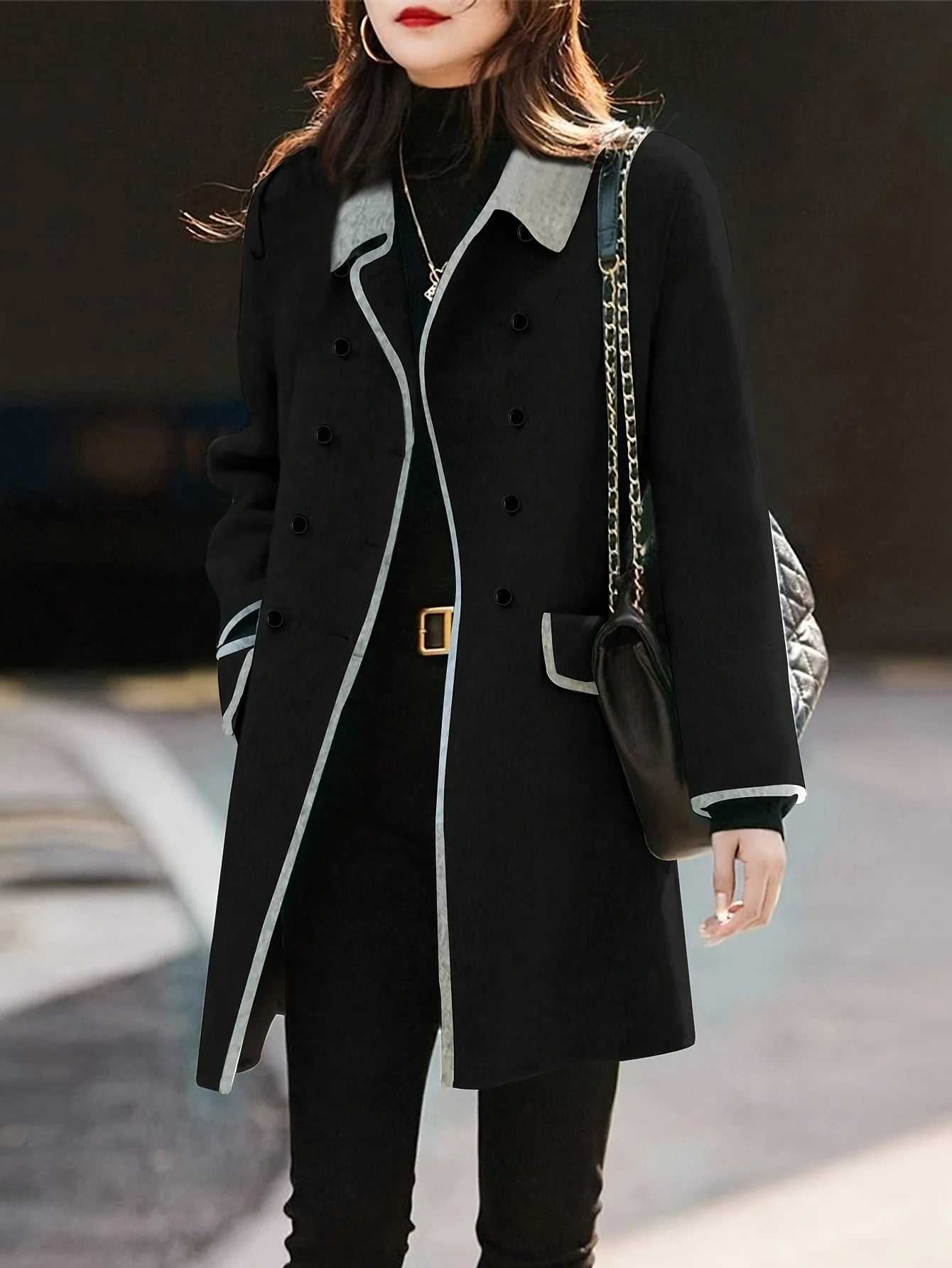 Manteau Hiver Femme Élégant en Laine Long 0