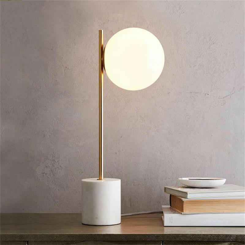 Table Lamp : Marbora Luxe - Lampe de Table LED Moderne avec Base en Marbre Élégante dans de Marche Lino