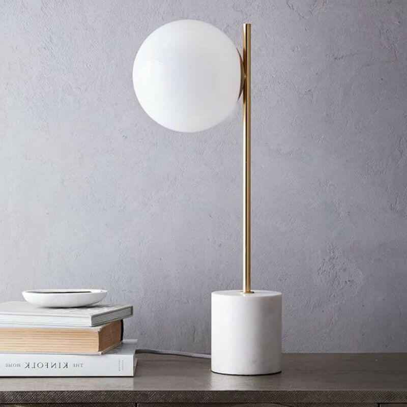Table Lamp : Marbora Luxe - Lampe de Table LED Moderne avec Base en Marbre Élégante dans de Marche Lino