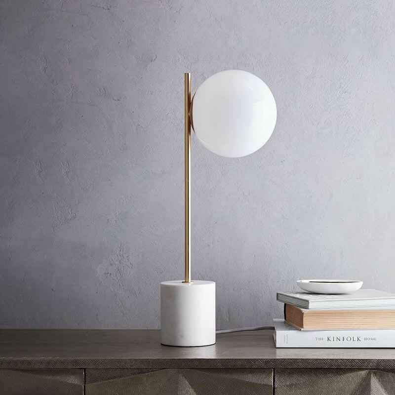 Table Lamp : Marbora Luxe - Lampe de Table LED Moderne avec Base en Marbre Élégante dans de Marche Lino