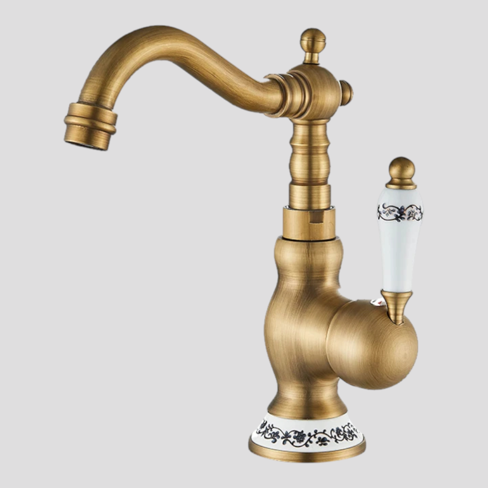 Mitigeur de Cuisine Rétro en Laiton avec Poignée Unique