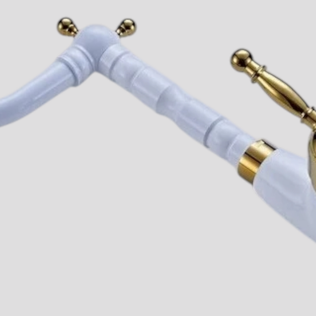 Mitigeur de Cuisine Blanc et Doré