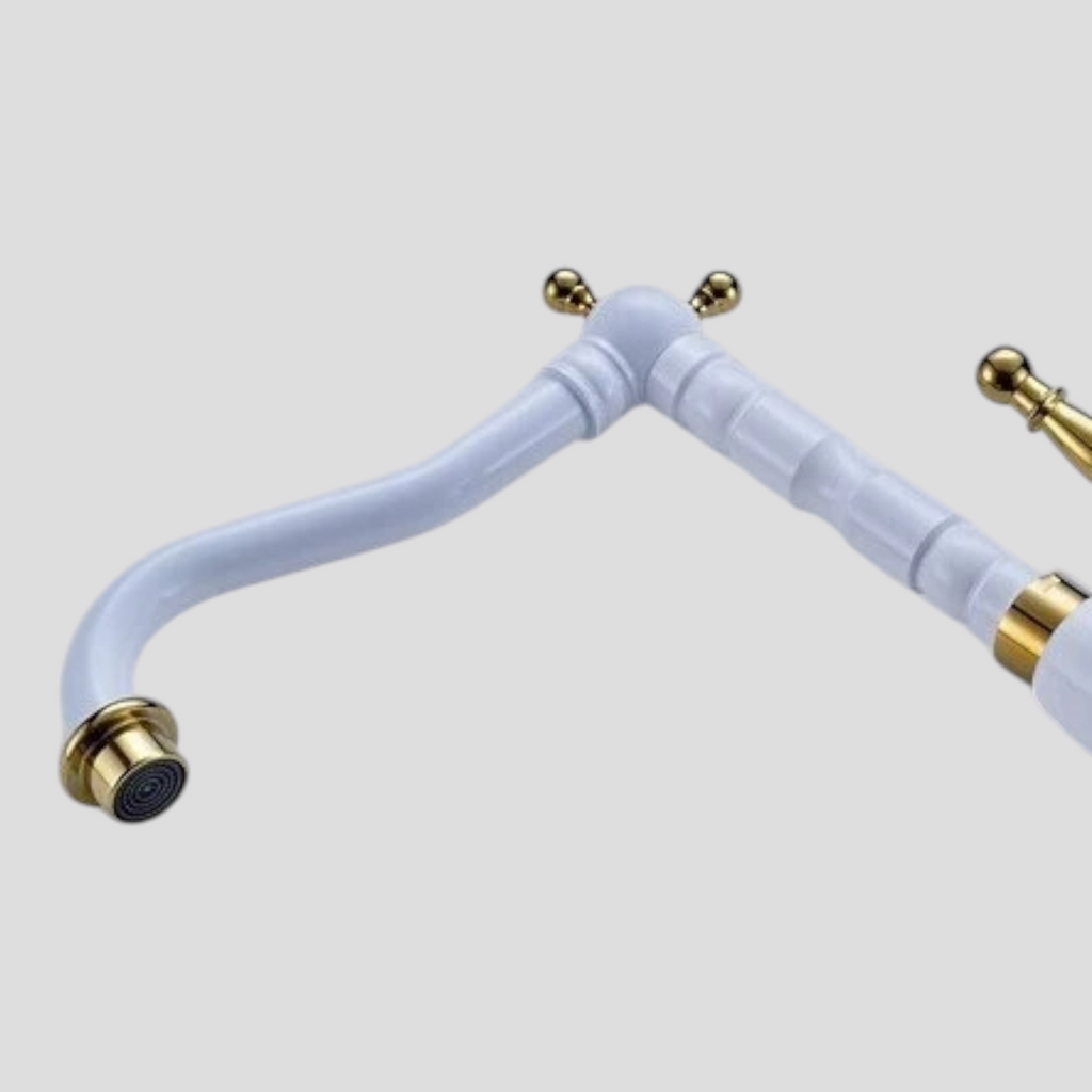 Mitigeur de Cuisine Blanc et Doré