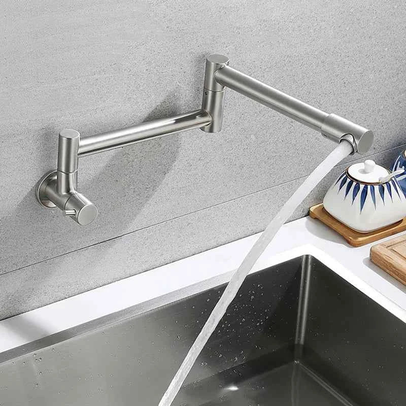 Robinet Cuisine Mural Noir Pliable en Acier Inoxydable – Eau Froide
