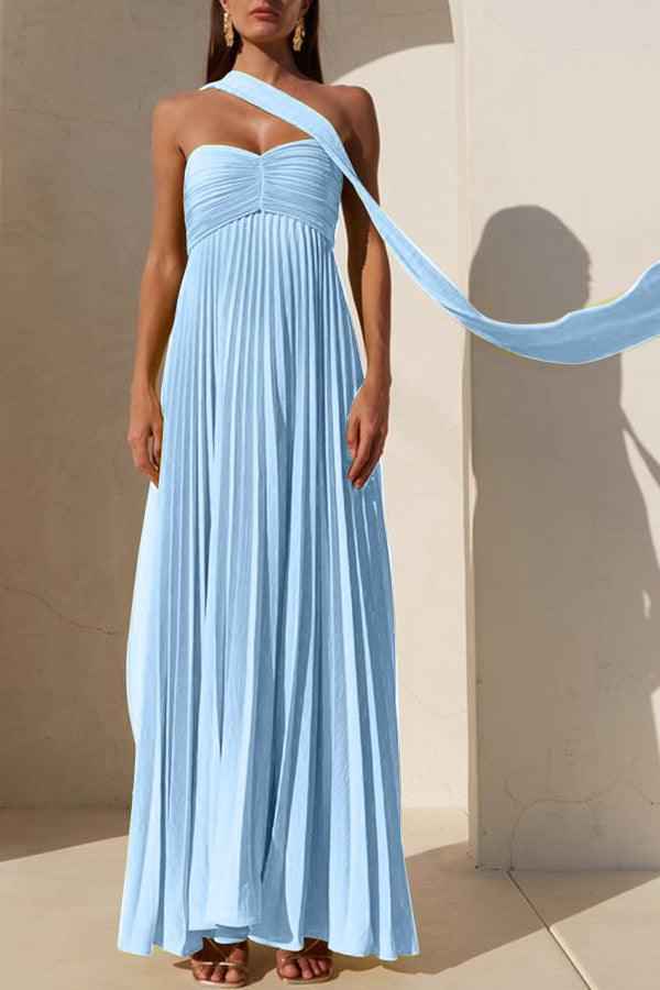 Robe Bustier Simple et Élégante avec Plis et Ruban