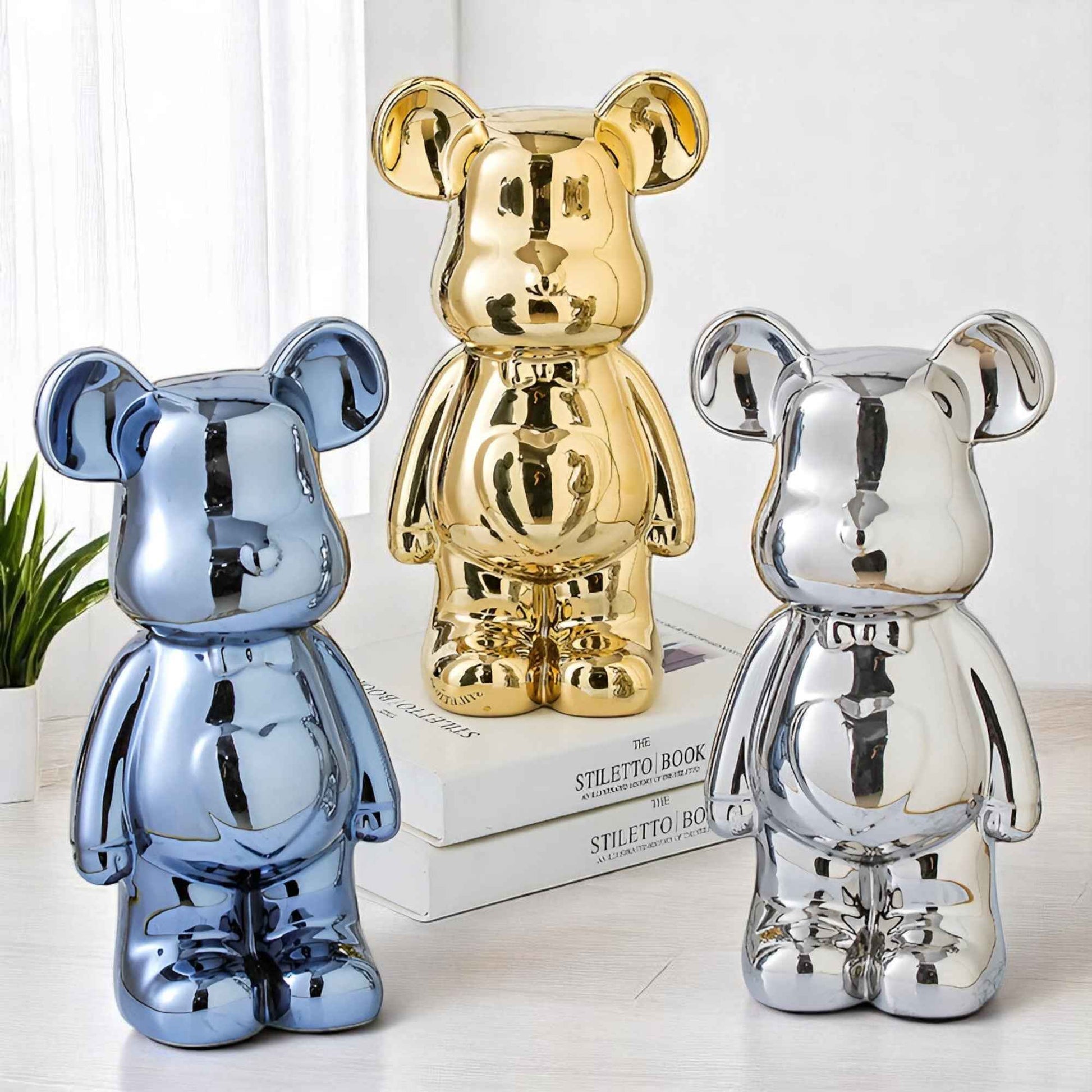 Figurines : Statuette Ours Céramique Luxe 28 cm - Décoration Élegante pour Intérieur dans de Marche Lino