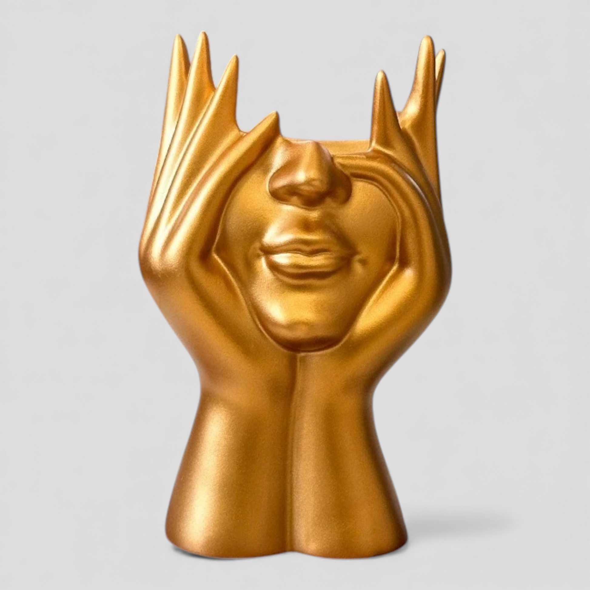 Organisateur de Cosmétiques – Sculpture Abstraite en Résine (Noir/Doré)