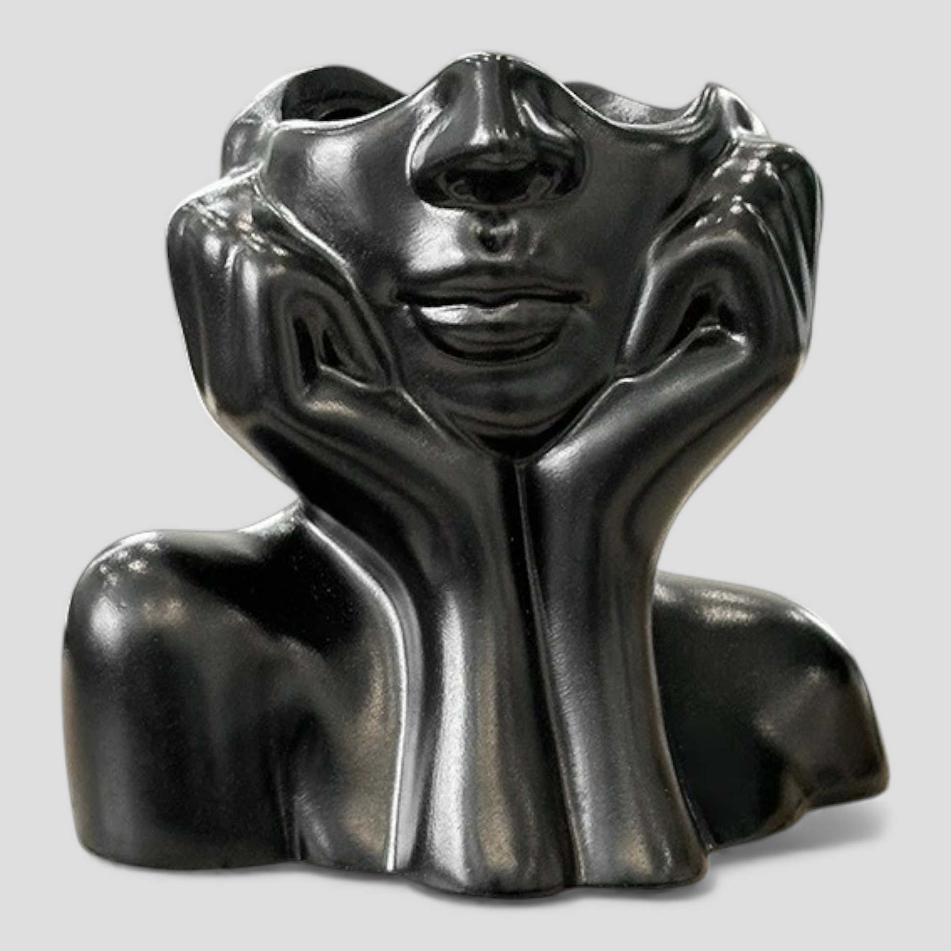 Organisateur de Cosmétiques – Sculpture Abstraite en Résine (Noir/Doré)