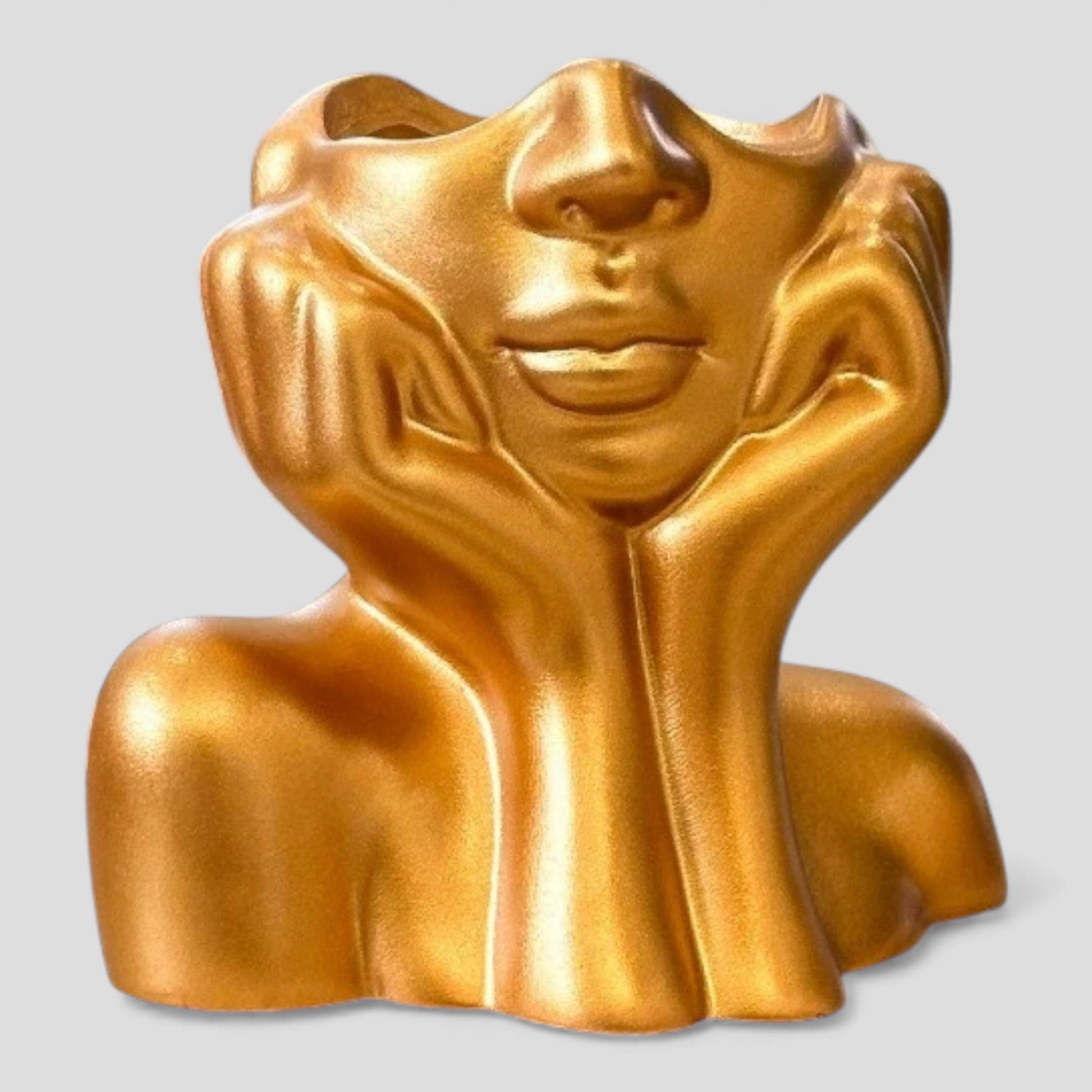 Organisateur de Cosmétiques – Sculpture Abstraite en Résine (Noir/Doré)