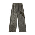 Pantalon Femme Tartan Taille Haute Décontracté