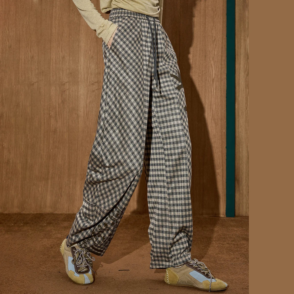 Pantalon Femme Tartan Taille Haute Élégant 2