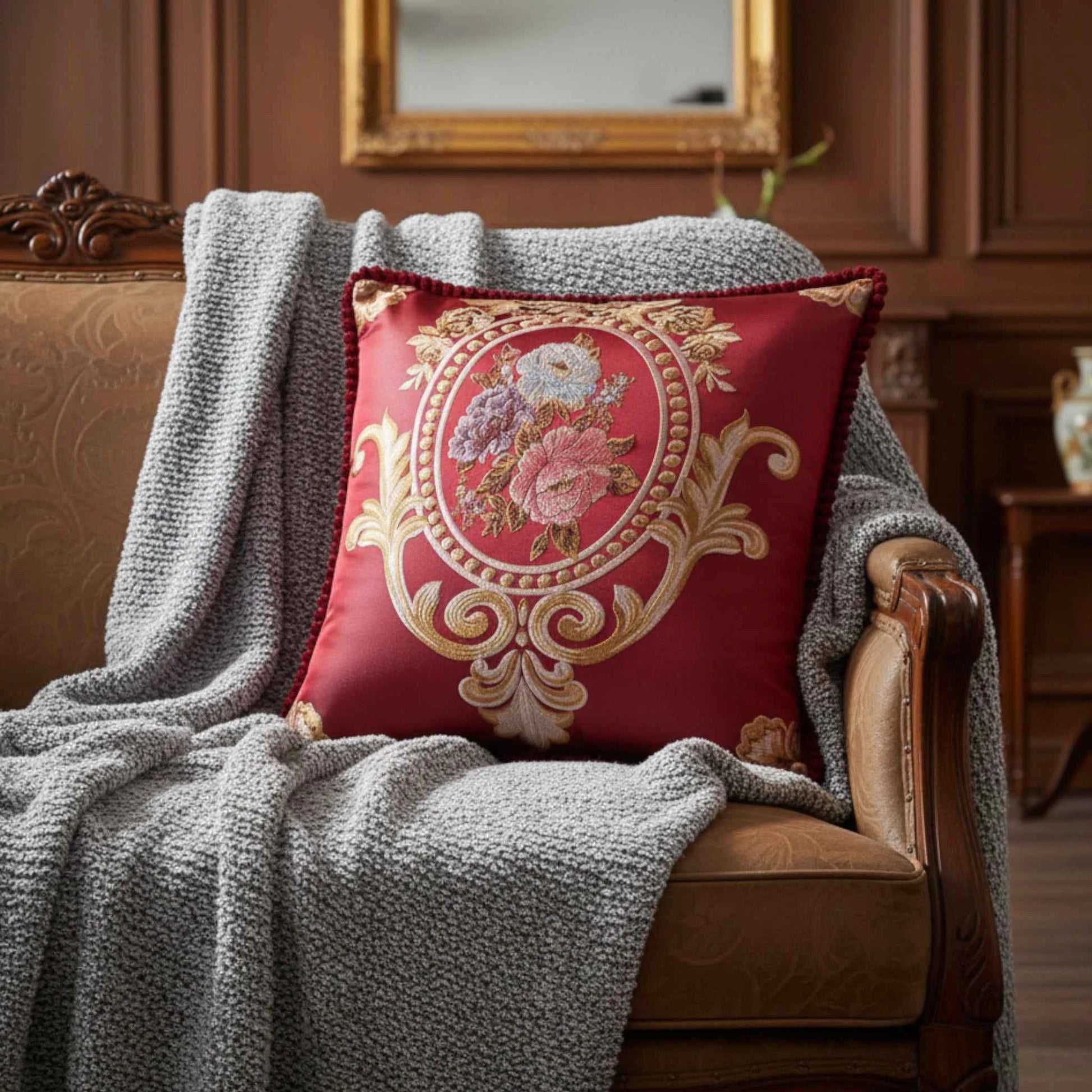 Housse de Coussin en Jacquard Style Européen 48×48 cm