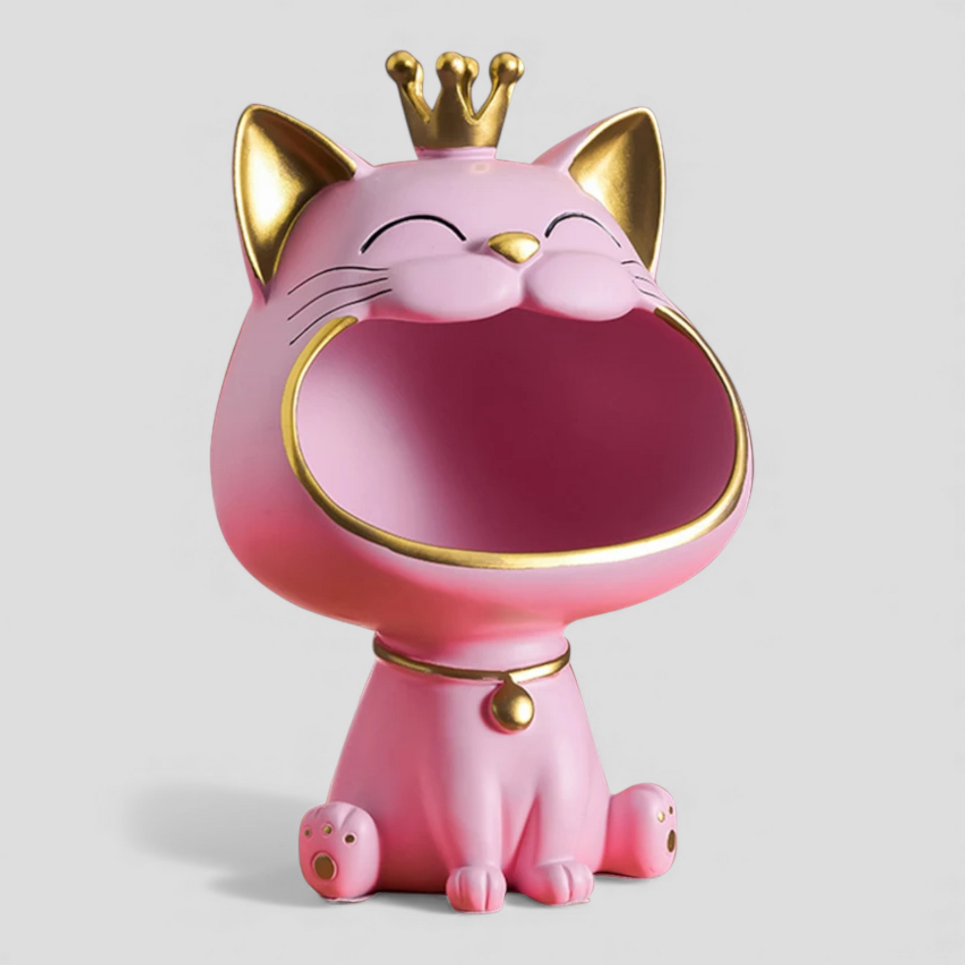 Statue Chat en Résine avec Couronne – Décoration Intérieure Mignonne