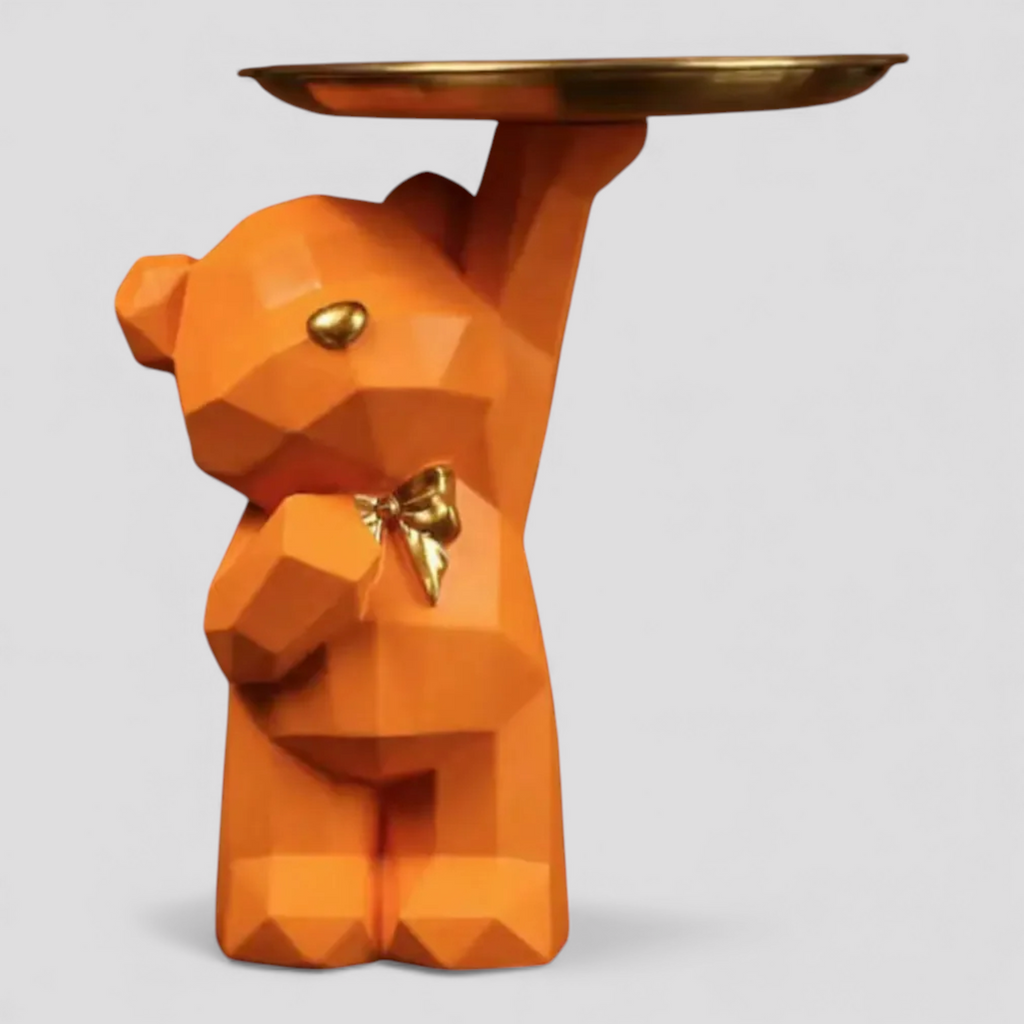 Plateau de Rangement Élégant – Motif Ours Géométrique