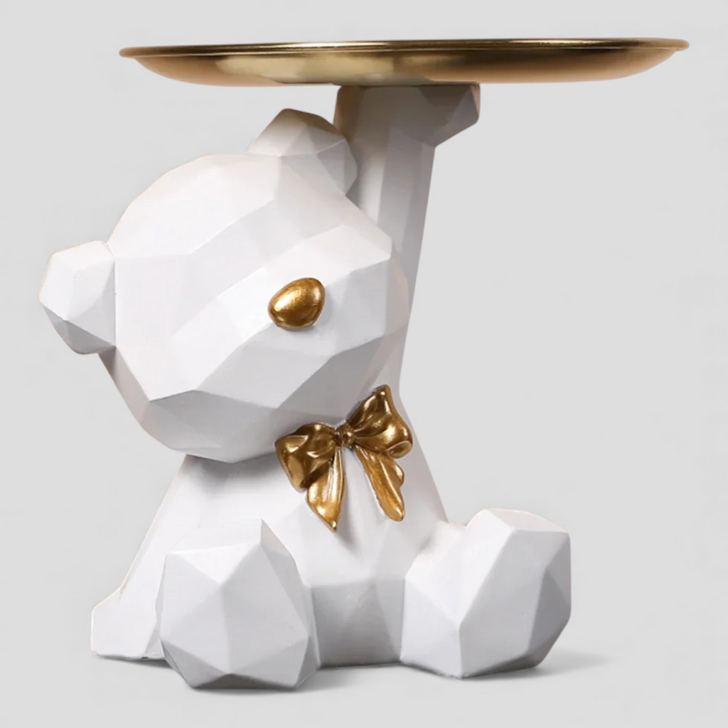 Plateau de Rangement Élégant – Motif Ours Géométrique