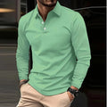 Polo Homme Manches Longues en Denim Coton Style Casual Confortable