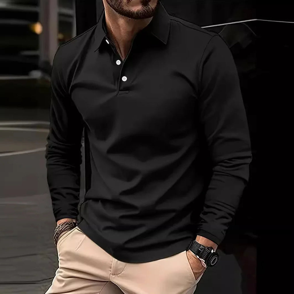 Polo Manche Longue Homme Élégant Style Casual 1