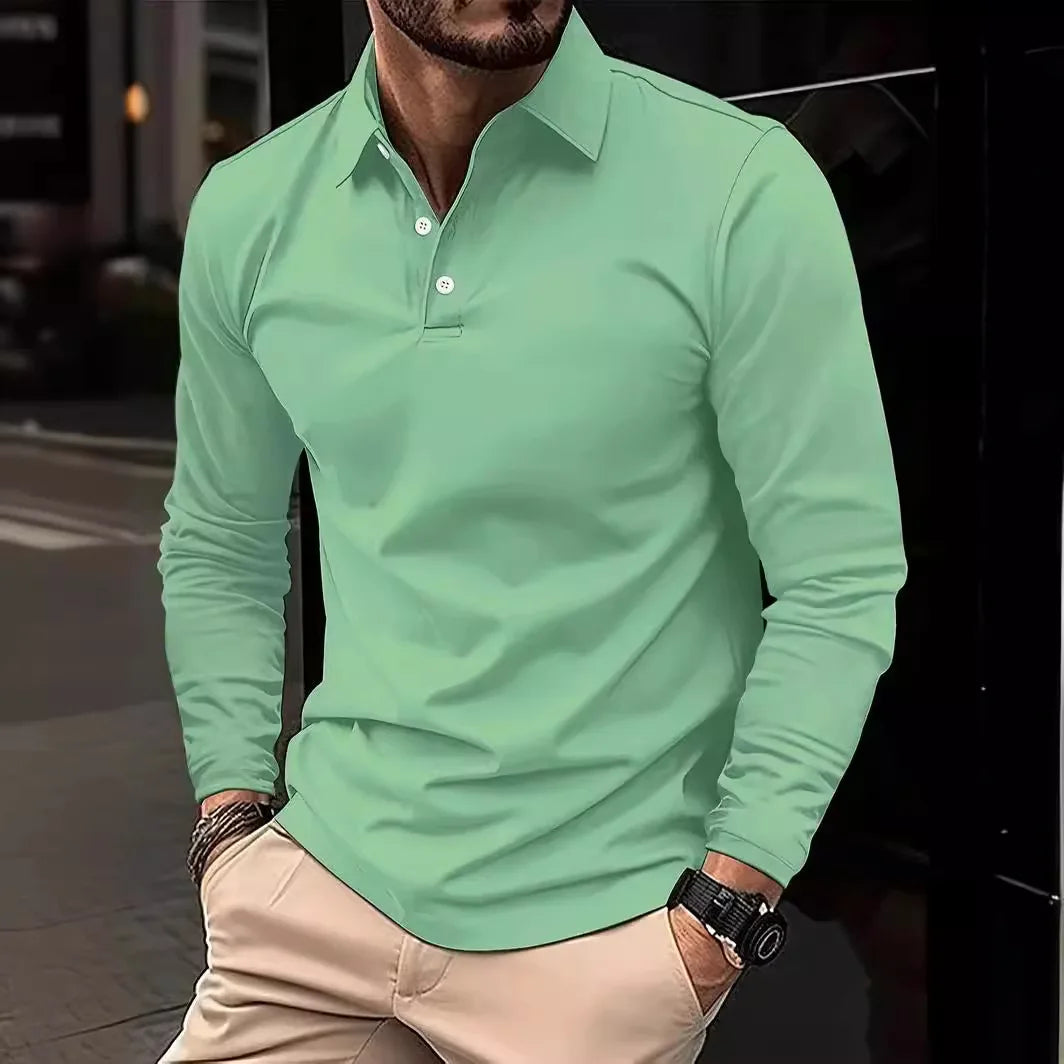 Polo Manche Longue Homme Élégant Style Casual 2