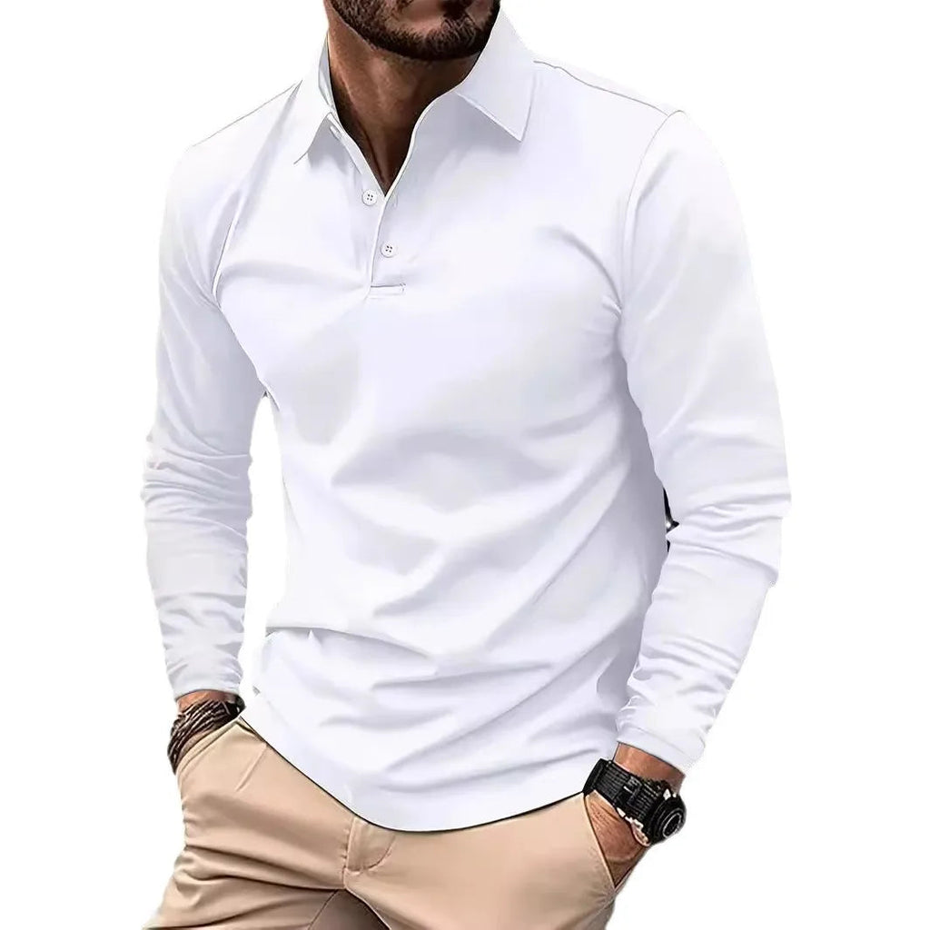 Polo Manche Longue Homme Élégant Style Casual 3