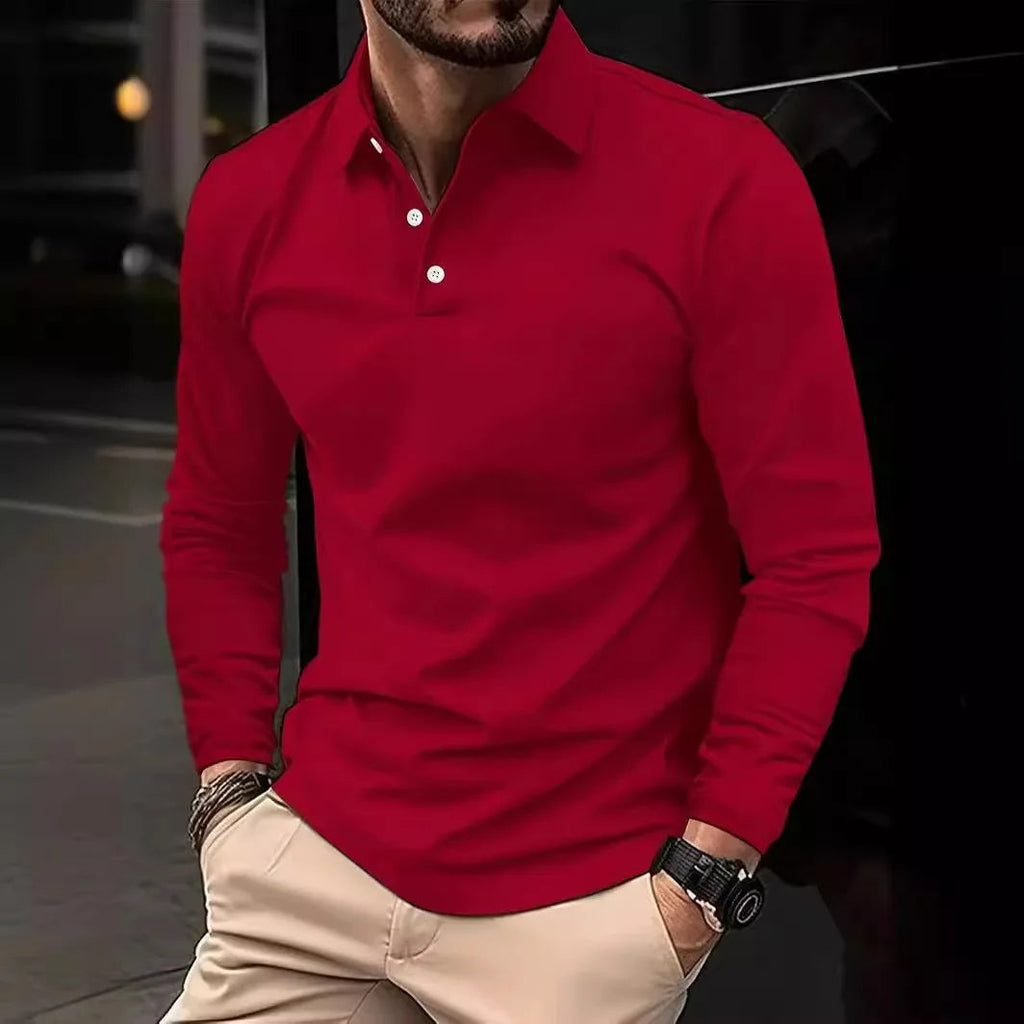 Polo Manche Longue Homme Élégant Style Casual 4