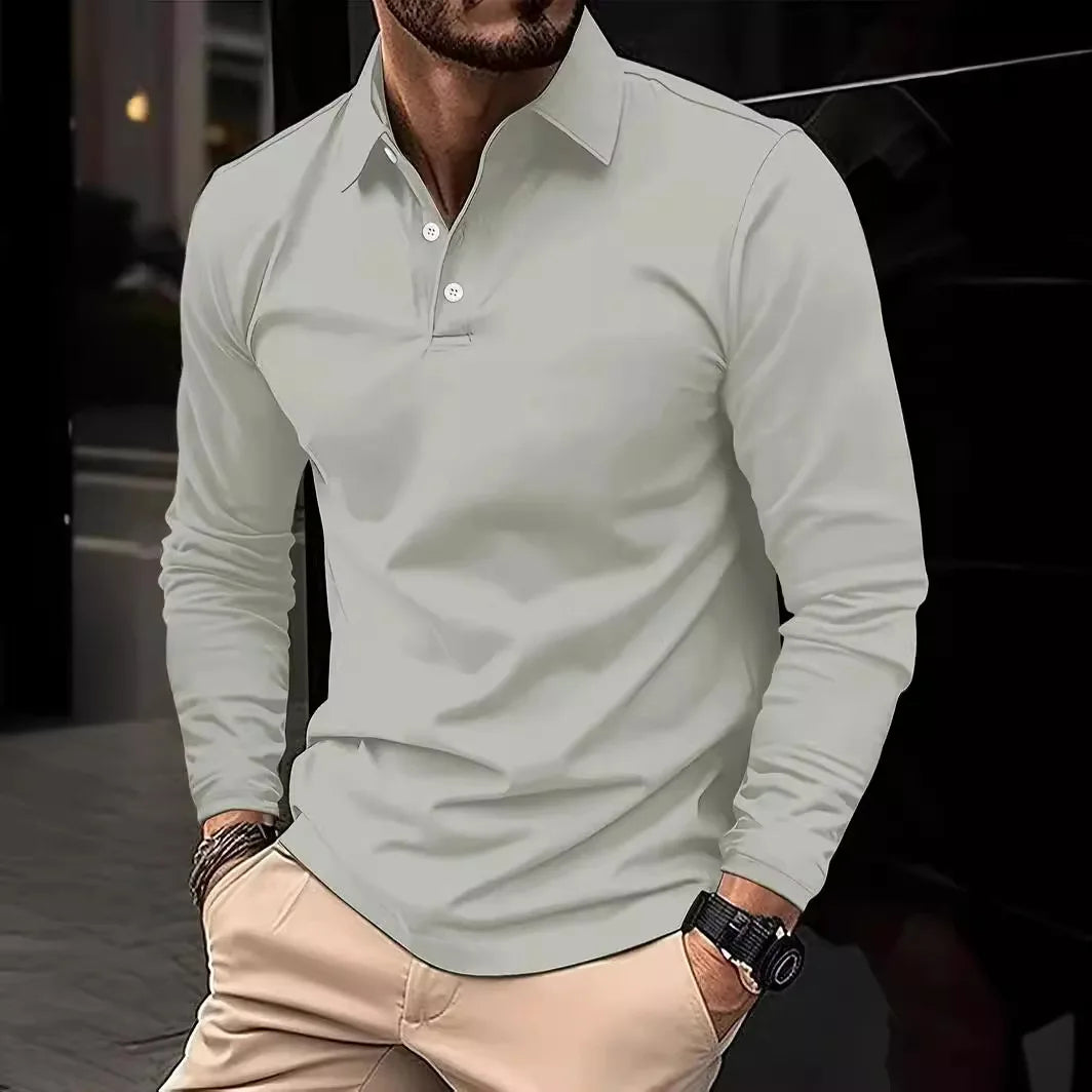 Polo Manche Longue Homme Élégant Style Casual 5