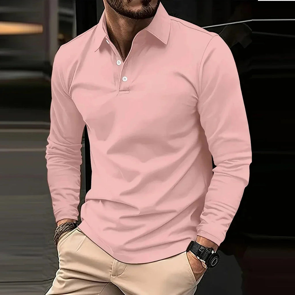 Polo Manche Longue Homme Élégant Style Casual 6