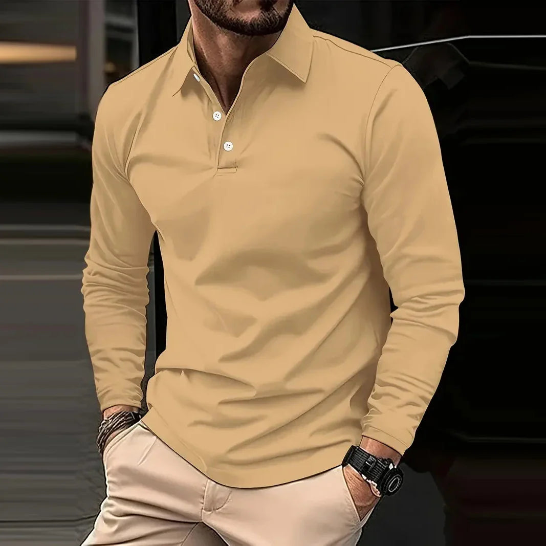 Polo Manche Longue Homme Élégant Style Casual 7