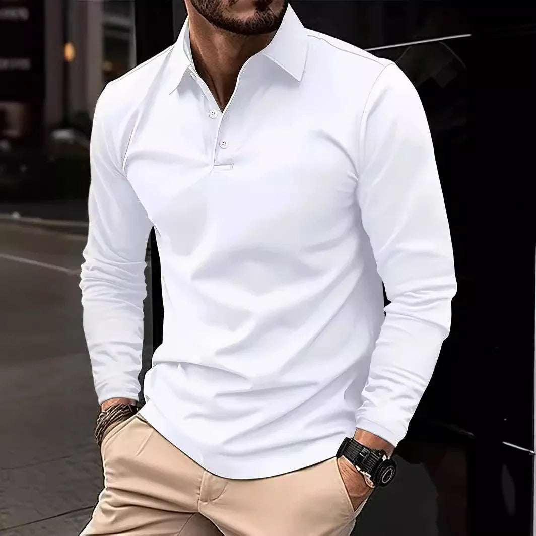 Polo Manche Longue Homme Élégant Style Casual 8