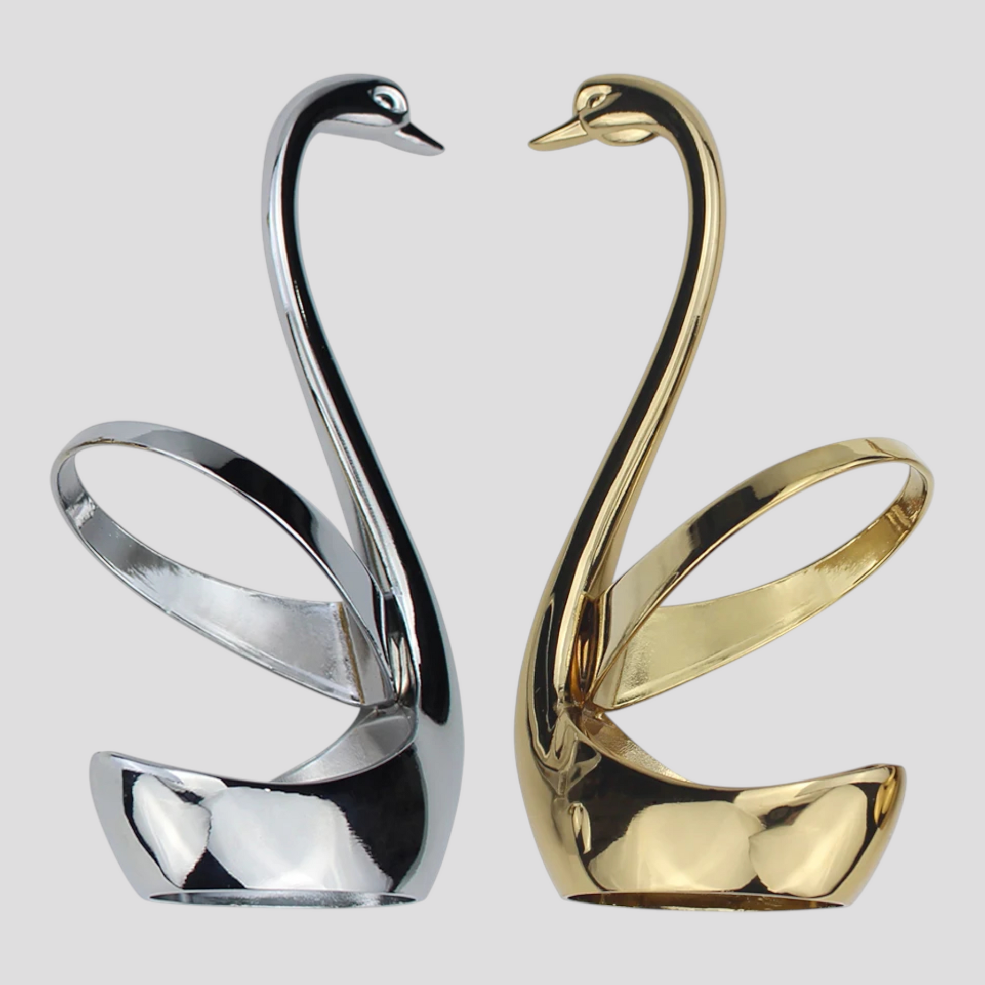 Porte-Couverts en Métal Forme Cygne – Argenté ou Doré