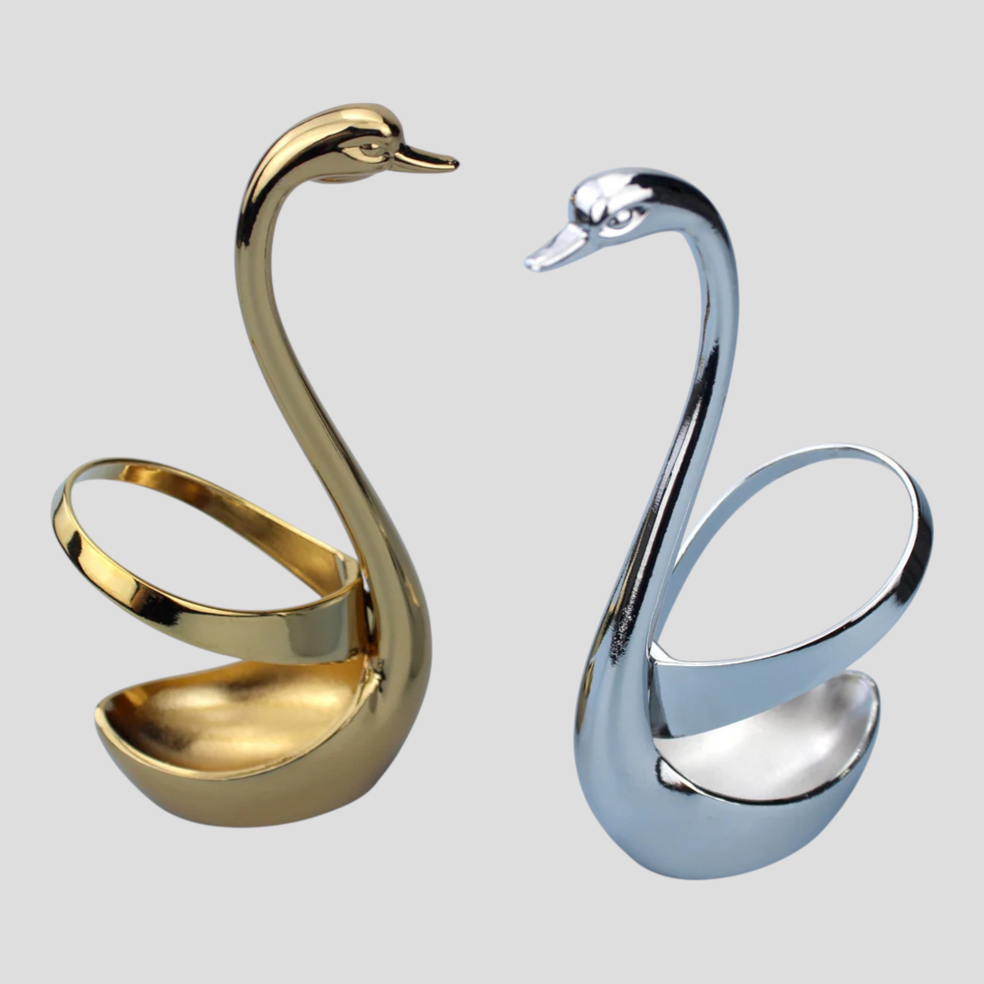 Porte-Couverts en Métal Forme Cygne – Argenté Ou Doré