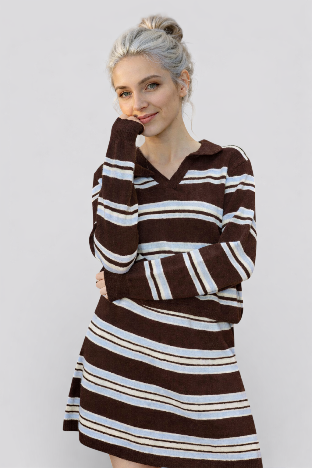 Ensemble Femme Chic à Rayures Ample