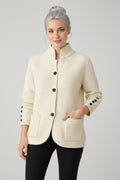 Cardigan Femme Maille Câblée Boutons Bois