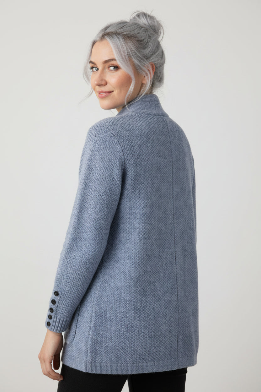 Cardigan Femme Maille Câblée Boutons Bois