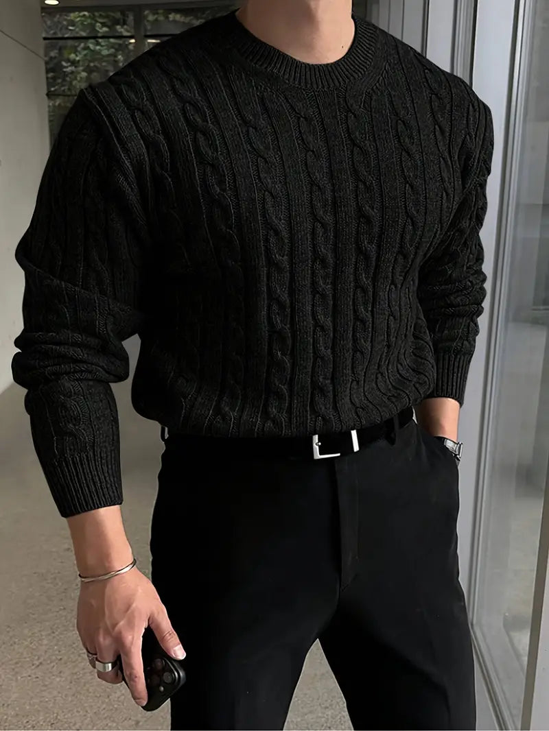 Pull Homme Torsadé Élégant Hiver 0