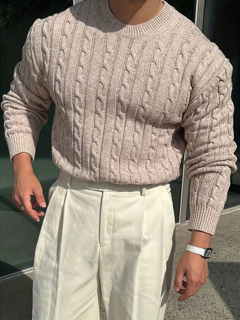 Pull Homme Torsadé Élégant Hiver 1