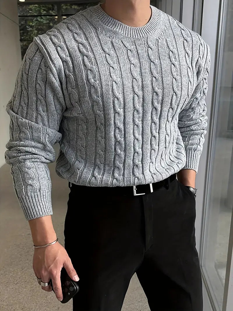 Pull Homme Torsadé Élégant Hiver 2